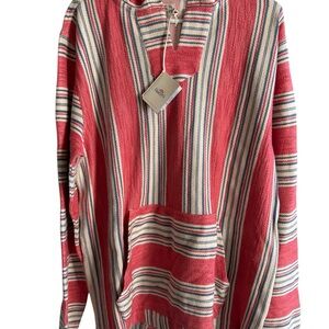 Faherty NWT Red Striped Baja Hoodie Sweater Sz lg
